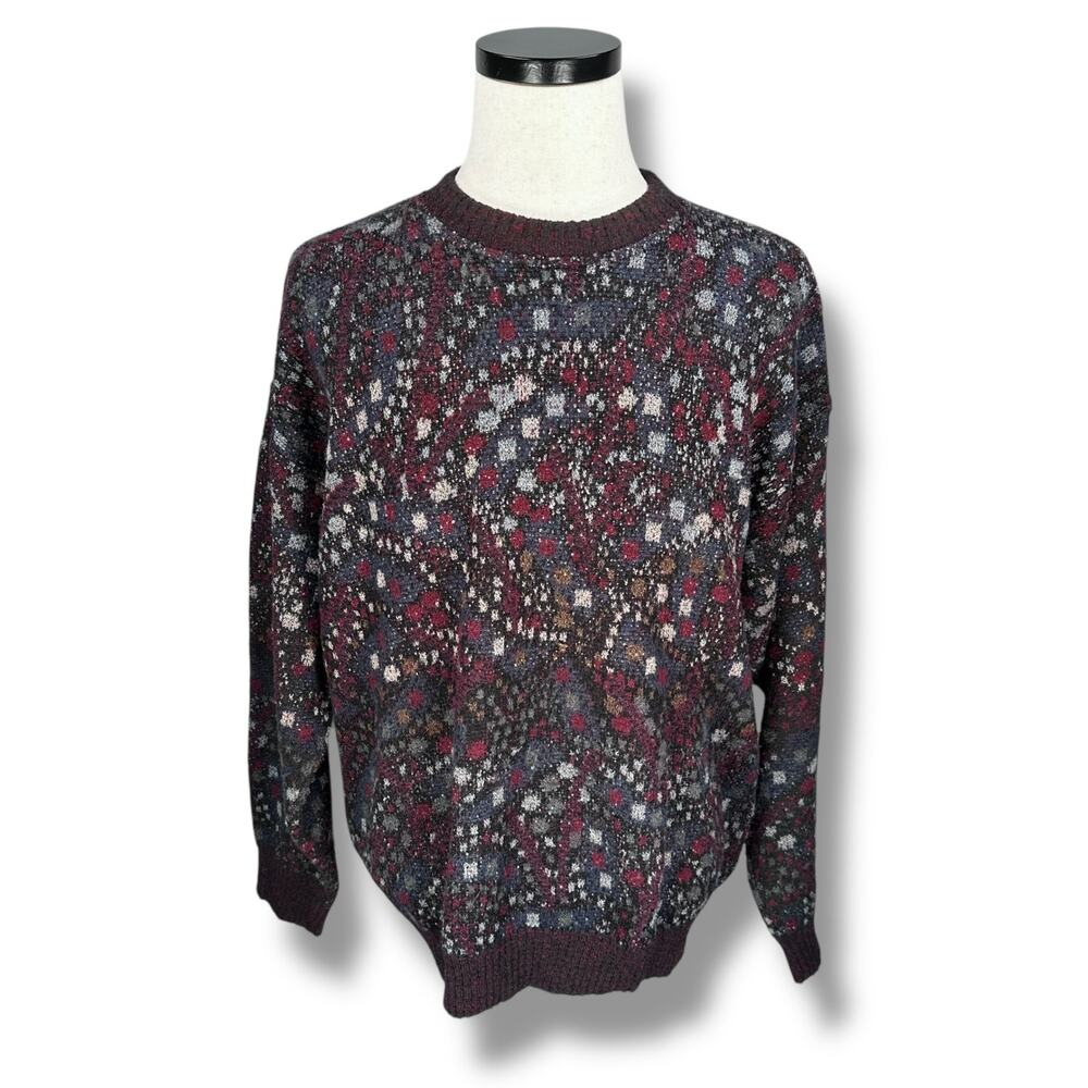 Vintage Monello Cosby Biggie‎ Sweater Men’s 52 Large Multi Abstract Textured 90s